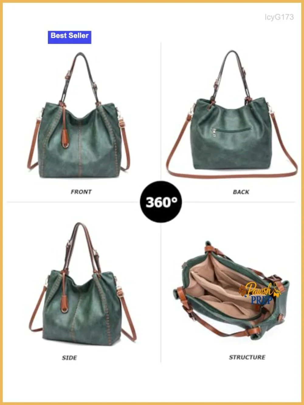 Vintage PU Leather Hobo Shoulder Bag with Rivet Detail